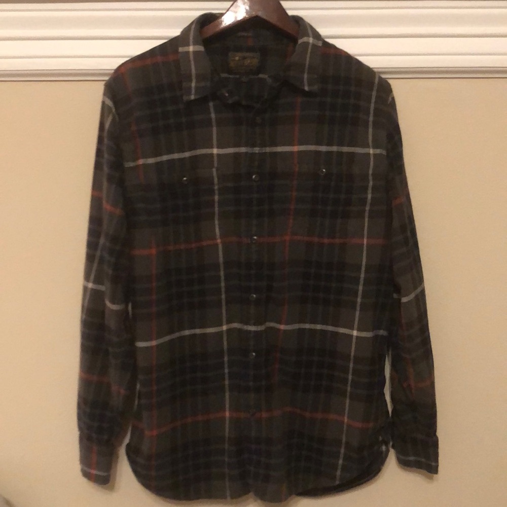 Olive green Lucky Brand plaid flannel